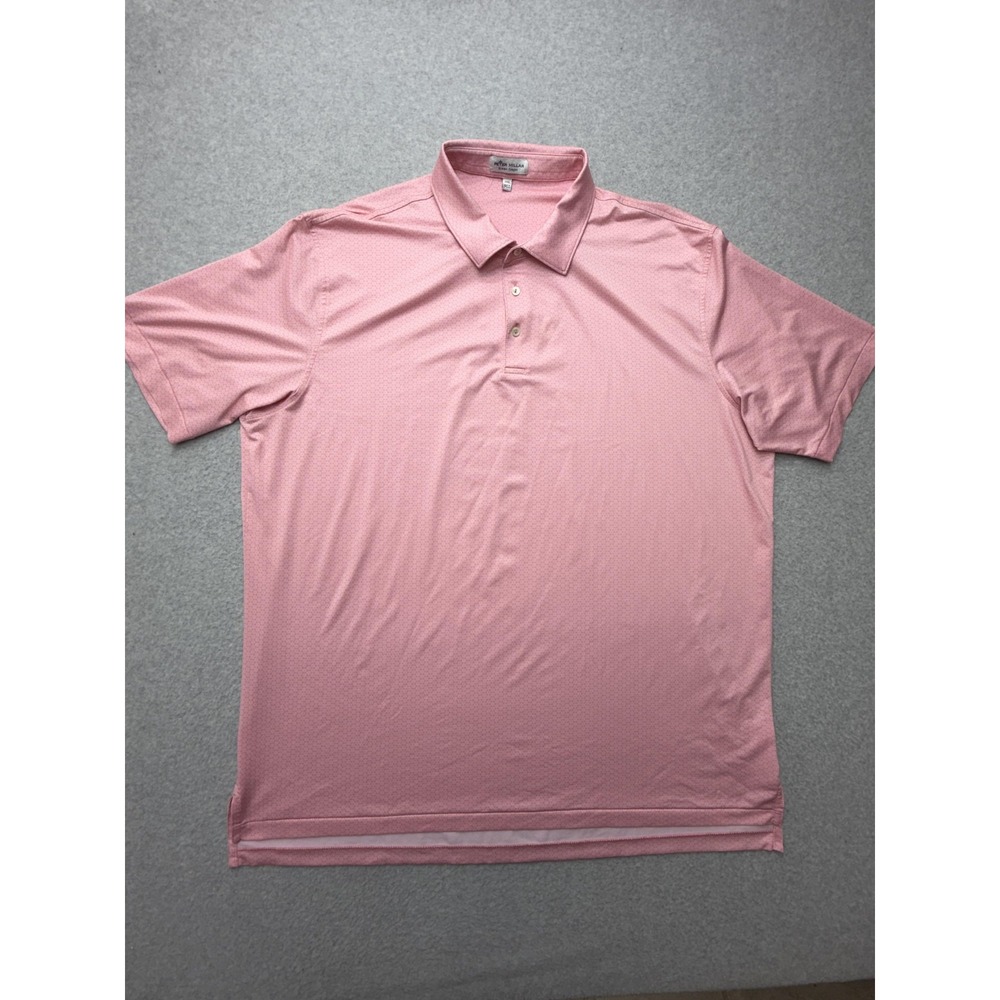 Peter Millar Polo Shirt Mens 2XL Pink Summer Comfort Golf Geometric Stretch